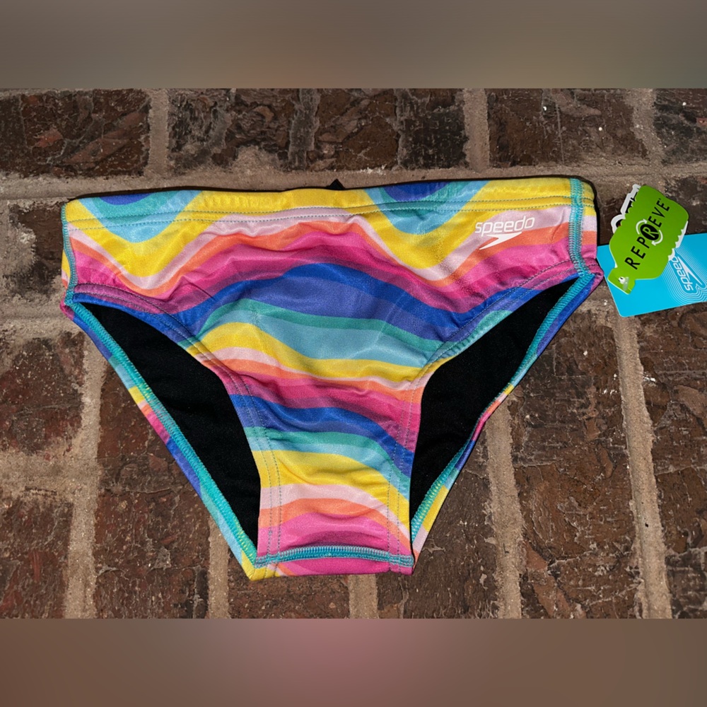 Speedo Eco Endurance "Rainbow Wave" Swim Brief - Size 30 NWT